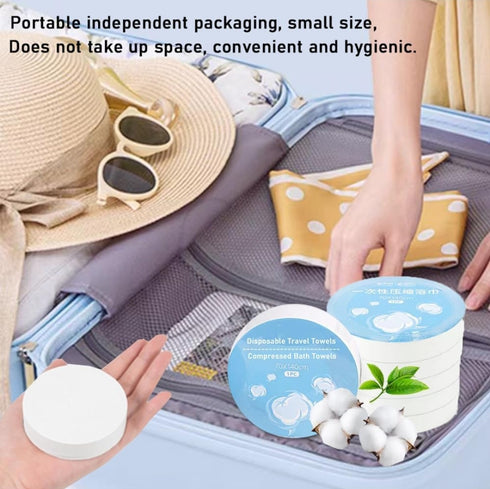 Premium Reusable Bath Towel Compressed Towels Cotton (55 x 28 in) Thicker Large Travel Towel (5 Pack)